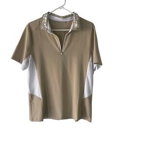 Nivo Women's Size XL‎ Tan Half Zip Tennis Golf Polo Shirt